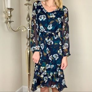 Cabi Pirouette Floral Tiered Ruffle Shift Dress